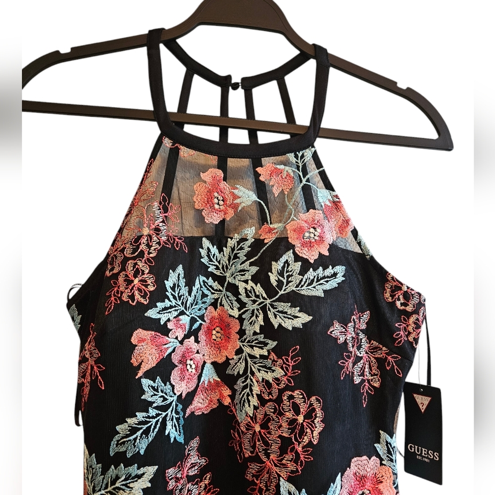 Guess Floral Embroidered Halter Bodycon Dress - Picture 8 of 9
